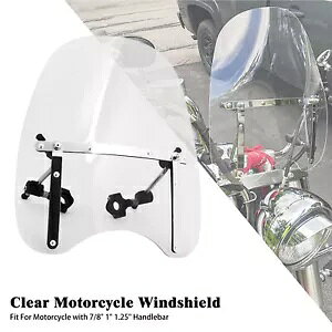 ^tgKX NAEBhXN[A7/8C` 1C` 1 1/4C` nho[}EgNvt Large Windshield Clear Windscreen w/ 7/8'' 1'' 1 1/4" Handlebar Mount Clamps