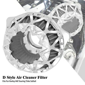 n[[pO[Ce[NGgtA~jEN[GAN[i[tB^[ Aluminum Transparent Chrome Air Cleaner Filter w/ Gray Intake Element For Harley