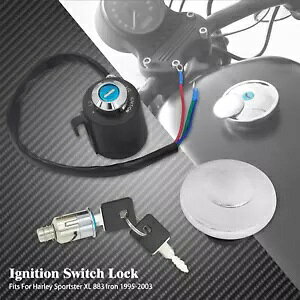 N[_΃XCb`bN + RKXLbvJo[ZbgX|[cX^[ XL 95-22 ɓK Chrome Ignition Switch Lock +Fuel Gas Cap Cover Set Fit For Sportster XL 95-22
