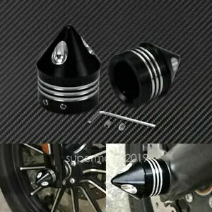 CNC Jbg ubN 29 ~[g tg ANX ibg Jo[ n[[ GNgOCh [hLOp CNC Cut Black 29MM Front Axle Nut Covers Fit For Harley Electra Glide Road King