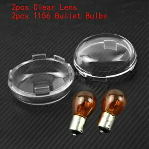 2 �N���A�^�[���V�O�i�������Y�J�o�[ + 1156 �e�ۓd���n�[���[�_�C�i 2000-19 �ɓK�� 2Pcs Clear Turn Signal Lens Cover + 1156 Bullet Bulb Fit For Harley Dyna 2000-19 �y���s�A���i�z