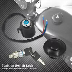 _΃XCb`bN + RKXLbvJo[bNZbgn[[X|[cX^[ 95-22 ɓK Ignition Switch Lock +Fuel Gas Cap Cover Lock Set Fit For Harley Sportster 95-22