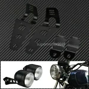 2 I[goCwbhCguPbgtH[N}EguPbgJtF[T[bNɓK 2pcs Motorcycle Headlight Bracket Fork Mount Bracket Fit For Cafe Racer Rack