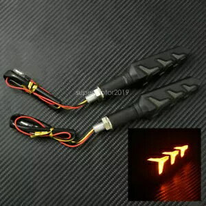 2 �I�[�g�o�C���A���o�[ LED �^�[���V�O�i�����C�g�V�[�P���V���������C���W�P�[�^�[ 2pcs Motorcycle Arrow Amber LED Turn Signal Light Sequential Flowing Indicator �y���s�A���i�z