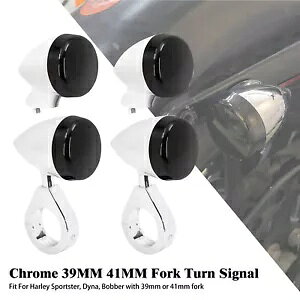 4x 39mm 41mm zCg tH[N Nv tg A LED v (ubN Yt) ^[VOiCg 4x 39mm 41mm White Fork Clamp Front Rear LED Lamp w/Black Lens Turn Signal Light