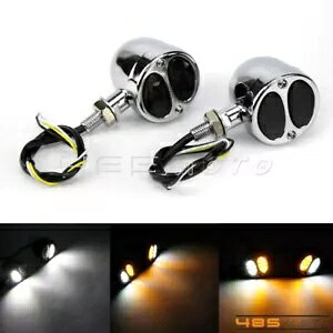 2x LED �^�[���V�O�i�����C�g�C���W�P�[�^�[ �n�[���[�`���b�p�[�N���[�U�[�{�o�[ 10mm �{���g�p 2x LED Turn Signal Lights Indicator for Harley Chopper Cruiser Bobber 10mm Bolts �y���s�A���i�z