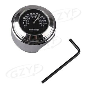 oCN I[goC 7/8 C` nho[x ubN _C v xv N[ }Eg Bike Motorcycle 7/8" Handlebar Temp Black Dial Clock Thermometer Chrome Mount