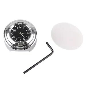 1x [^[oCNvoCNnho[fW^v^CQ[W 7/8 C`Vo[ 1x Motor Motorcycle Watch Motorbike Handbar Digital Clock Time Gauge 7/8" Silver