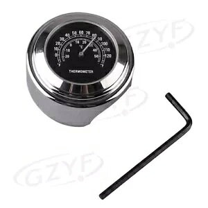 oCN I[goC 7/8 C` nho[x ubN _C v xv N[ }Eg Bike Motorcycle 7/8" Handlebar Temp Black Dial Clock Thermometer Chrome Mount