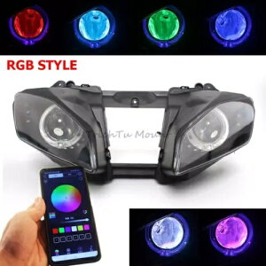 ���S�A�Z���u���t�����g�w�b�h���C�g RGB �G���W�F���f�r���A�C���}�n YZF R6 2008-2016 Fully Assembly Front Headlight RGB Angel Devil Eyes For Yamaha YZF R6 2008-2016 �y���s�A���i�z