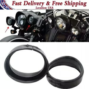 OXubN 4.5C` tHOCggO pbVOvJo[ n[[Xg[gOChp Gloss Black 4.5" Fog Light Trim Ring Passing Lamp Covers For Harley Street Glide