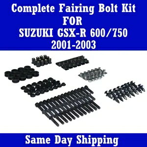 DS �R���v���[�g �u���b�N �t�F�A�����O �{���g �L�b�g �l�W 2001-2003 GSXR 600 750 a01�p DS Complete Black Fairing Bolt Kit Screw for 2001-2003 GSXR 600 750 a01 �y���s�A���i�z