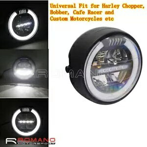 I[goCvWFN^[zCg DRL E8 LED wbhCgn[[`bp[JtF[T[ Motorcycle Projector White DRL E8 LED Headlights For Harley Chopper Cafe Racer