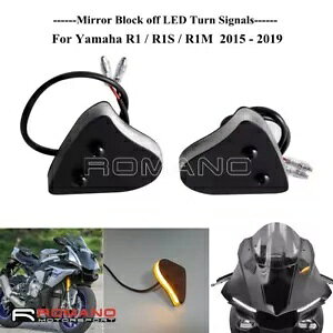 ubN~[ubNIt^[VOi LED Cg}n R1 R1S R1M 2015-2019 Black Mirror Block Off Turn Signals LED Lights For Yamaha R1 R1S R1M 2015-2019