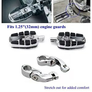 nCEFCyO}Eg&tbgXgtBbg1 1/4C`32mmGWK[hn[[I[goCp Highway Pegs Mount & Footrest Fit 1 1/4" 32mm Engine Guard For Harley Motorcycle