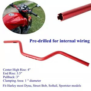 zɎ_ꂽbh 3C` vobN 1C` nCxh nho[ n[[ X|[cX^[ XL883C 883Np Anodized Red 3 Pullback 1" High Bend Handlebar For Harley Sportster XL883C 883N