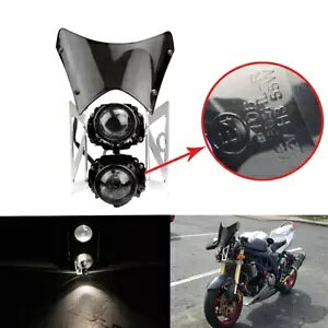 I[goC E4 H3 & T10 dcCwbhCg / uPbgtgKXtfAX|[cp Motorcycle E4 H3 & T10 Bulbs Twin Headlight w/ Bracket Windscreen For Dual Sport