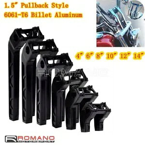 4�C���` 6�C���` 8�C���` 10�C���` 12�C���` 14�C���` �v���o�b�N�n���h���o�[���C�U�[ 1�C���` �N�����v �n�[���[�_�C�i�p �u���b�N 4 6 8 10 12 14 Pullback Handlebar Risers 1 Clamps For Harley Dyna Black �y��
