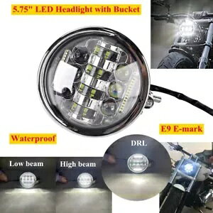 JX^ 5.75 C` LED wbhCg DRL & nC/[ r[ n[[ JtF [T[ `bp[ oCNp Custom 5.75" LED Headlight DRL & Hi/Lo Beam For Harley Cafe Racer Choppers Bikes