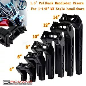 4 "-14" vobN nho[ CU[ 1-1/8" Nv X|[cX^[ \teC FLFB ubN 4"-14" Pullback Handlebar Risers 1-1/8" Clamps For Sportster Softail FLFB Black