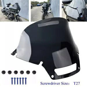 14.4�C���` �n�C�g �t�����g�K���X �X�N���[�� ���b�V���[�t�� �n�[���[ �\�t�e�C�� ���[���C�_�[ ST FXLRST�p 14.4�� Heights Windshield Screen w/ Washer For Harley Softail Low Rider ST FXLRST