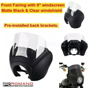 tgwbhCgtFAO 9C`tgKXt n[[\teC Xg[g{u FXBB FXSTp Front Headlight Fairing w/9" Windshield For Harley Softail Street Bob FXBB FXST