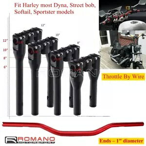 1C` Gh 1 1/8C` 28mm Nvnho[ 6C`-12C` CU[t n[[_CiX|[cX^[p 1" Ends 1 1/8" 28mm Clamping Handlebar w/ 6"-12" Riser For Harley Dyna Sportster