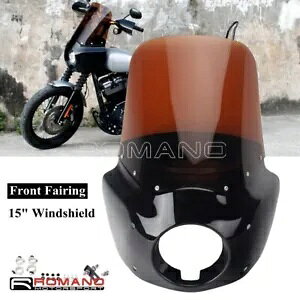 フロントフェアリング 15 インチ フロントガラス ハーレー ソフテイル ストリート ボブ FXBB 用ハードウェアキット付き Front Fairing 15" Windshield W/ Hardware Kit For Harley Softail Street Bob FXBB