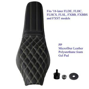 I[goC 2 Abv V[g CG[ Xeb`t n[[ \teC fbNX (FLDE) 2018-2020 p Motorcycle 2-Up Seat w/ Yellow Stitch For Harley Softail Deluxe (FLDE) 2018-2020