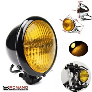 Be[WX^Cg4.5C`H4wbhCgCG[Yn[[`bp[JtF[T[p Vintage Style Retro 4.5" H4 Headlight Yellow Lens For Harley Chopper Cafe Racer