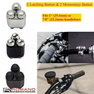 CNC 1 ZtbN 2 ^{^XCb`n[[ 1 "7/8" I[goCo[p CNC 1 Self-Locking 2 Momentary Buttons Switch For Harley 1" 7/8" Motorcycle Bar