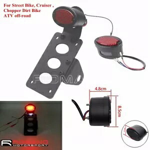 bhYLbgAC LED u[Le[Cg z_[t n[[`bp[Xg[goCNp Red Lens Cat Eye LED Brake Tail Light w/ Holder For Harley Chopper Street Bikes