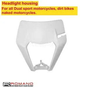 ホワイトデュアルスポーツバイクヘッドランプカバー外側プラスチックマスクピットダートバイク用 White Dual Sport Motorcycle Headlamp Cover Outer Plastic Mask For Pit Dirt Bikes