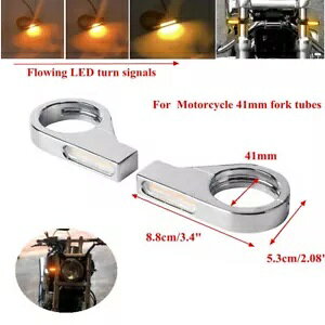 2x t[I[goC LED E24 ^[VOiCgCWP[^[ 41mm tgtH[N`[up 2x Flow Motorcycle LED E24 Turn Signal Light Indicator For 41mm Front Fork Tubes