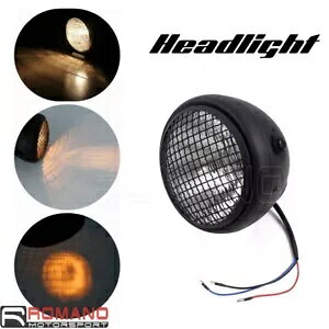 I[goC}bgg 12V bVOwbhCgn[[JtF[T[I[hXN[ Motorcycle Matte Retro 12V Mesh Grill Headlight For Harley Cafe Racer Old School
