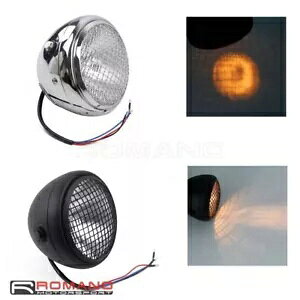 �I�[���h�X�N�[�� 12V �I�[�g�o�C�w�b�h���C�g �O�����t�� �n�[���[�J�t�F���[�T�[���g���{�o�[�p Old School 12V Motorcycle Head lights w/Grill For Harley Cafe Racer Retro Bobber �y���s�A���i�z