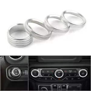 󒲃XCb`{^OJo[XgbvVo[W[vO[ 18-20- Air Conditioning Switch Button Ornamental Ring Cover Strip Silver For Jeep Wrangler 18-20-