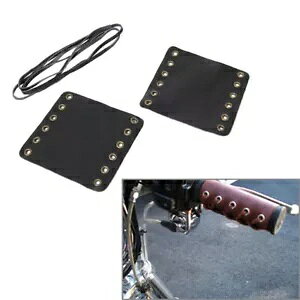 yA U[ Obv Jo[ g bv veN^[ n[[ JtF [T[p ubN- Pair Leather Grips Covers Retro Wraps Protector for Harley Cafe Racer Black-