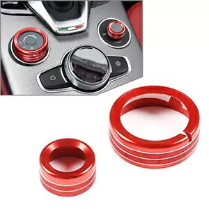 }`fBA{^O At@I WA XeBI 2020-2021 bh- Central Multimedia Button Ring for Alfa Romeo Giulia Stelvio 2020-2021 Red-