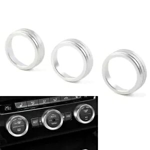AC NC[g Rg[ O mu Jo[ VW St WFb^ eBOA pT[g AgX Vo[- AC Climate Control Ring Knob Cover for VW Golf Jetta Tiguan Passat Atlas Silver-
