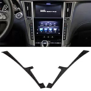 �J�[�{���t�@�C�o�[�R���\�[���g�����g���� 2 �C���t�B�j�e�B Q50 Q60 2013-2019- Carbon Fiber Console Trim Trim 2pcs For Infiniti Q50 Q60 2013-2019- �y���s�A���i�z