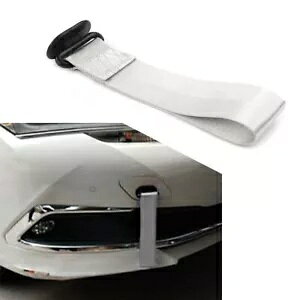 Ԍxg Xgbv [ tbN jo[T A/tg op[ O[- Car Towing Belt Strap Rally Hook Universal Rear/Front Bumper Grey-