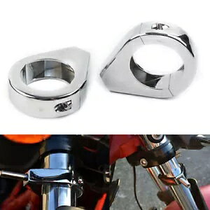 フォーク クランプ インジケーター クランプ 2PC 39mm ハーレー ソフテイル マウント クローム用- Fork Clamp Indicator Clamps 2PC 39mm for Harley Softail Mount Chrome-