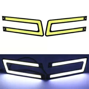 COB DRL LED fC^CjOCg ԗp jo[TtHOv yA zCg- COB DRL LED Daytime Running Light for Car Universal Fog Lights Pair White-
