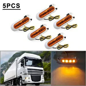 5 4 LEDTChAEgCCg gbNg[[sbNAbvp 12V 24V Ao[- 5pcs 4 LED Side Outline Light for Truck Trailer Pickup 12V 24V Amber-