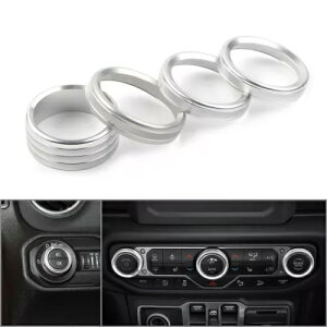 空調スイッチボタン装飾リングカバーストリップシルバージープラングラー 18-20- Air Conditioning Switch Button Ornamental Ring Cover Strip Silver For Jeep Wrangler 18-20-