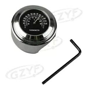 7/8 C`]ԃnho[xubN_CvxvN[}Eg- 7/8" Bicycle Handlebar Temp Black Dial Watch Thermometer Chrome Mount-