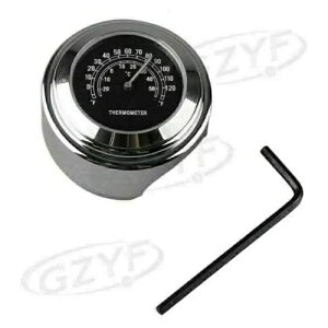 7/8 C`]ԃnho[xubN_CvxvN[}Eg- 7/8" Bicycle Handlebar Temp Black Dial Watch Thermometer Chrome Mount-