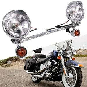 hCrOX|bgtHOCgo[ uPbg^[VOioCNt n[[z_p Driving Spot Fog Light Bar W/ Bracket Turn Signal Motorcycle For Harley Honda