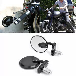 I[goC ubN 3" Eh 7/8" nh o[Gh~[ JtF [T[ {o[ Nu} MOTORCYCLE BLACK 3" ROUND 7/8" HANDLE BAR END MIRRORS CAFES RACER BOBBER CLUBMAN